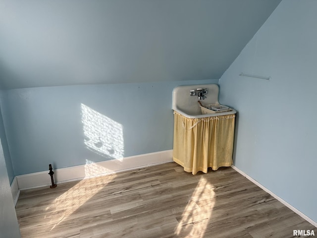 additional living space with lofted ceiling and wood-type flooring