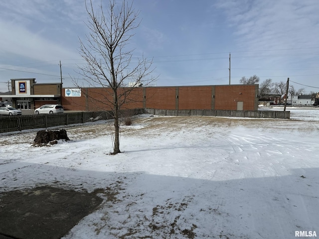 view of yard covered in snow