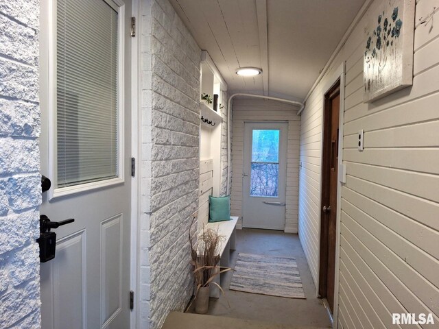 300 E 4th St, Saint David, IL 61563 - interior space featuring concrete floors and vaulted ceiling