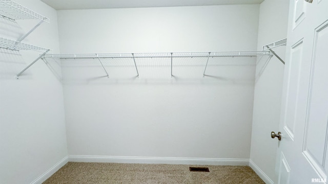 walk in closet with carpet