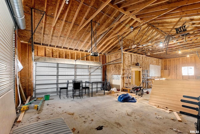 garage with a garage door opener