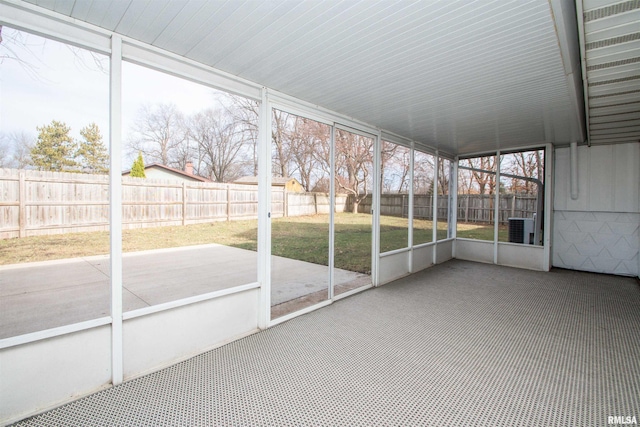 view of unfurnished sunroom