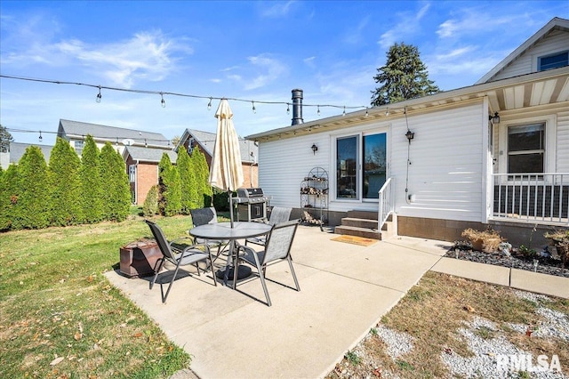 view of patio featuring entry steps and area for grilling