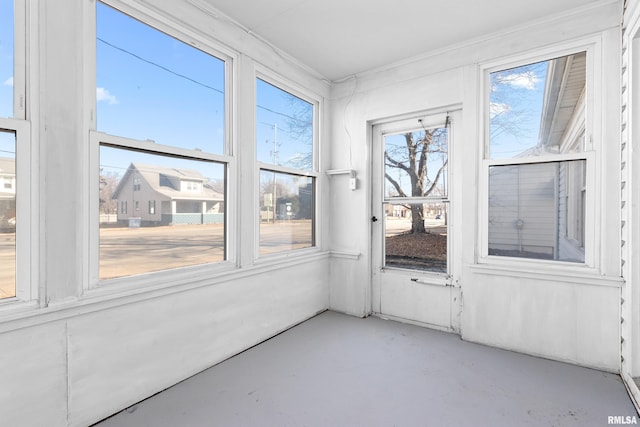 view of unfurnished sunroom