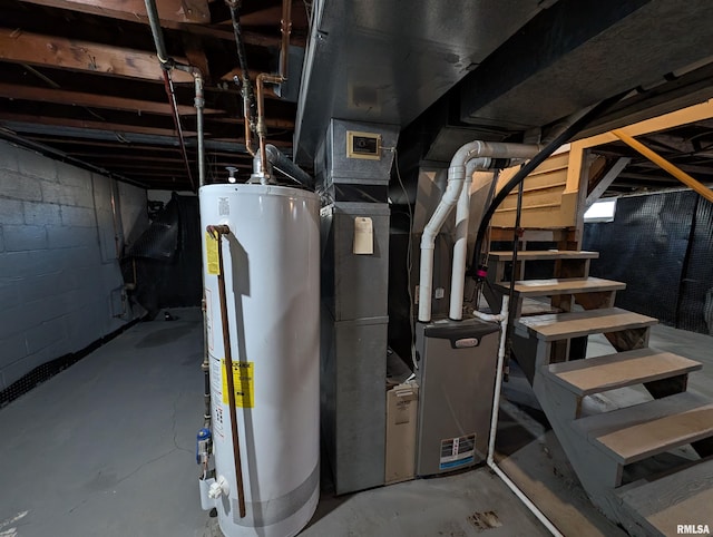 utility room with water heater