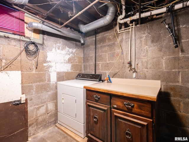 interior space featuring washer / dryer and cabinet space