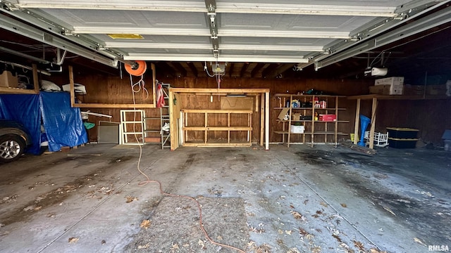 garage with a garage door opener