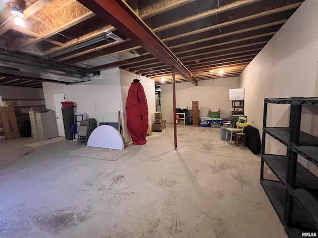 view of unfinished basement