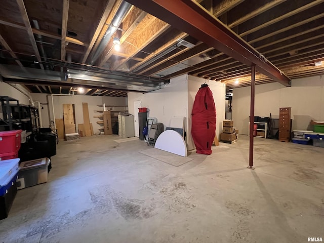 view of unfinished basement