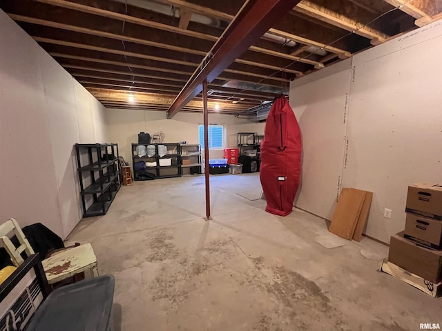 view of unfinished basement