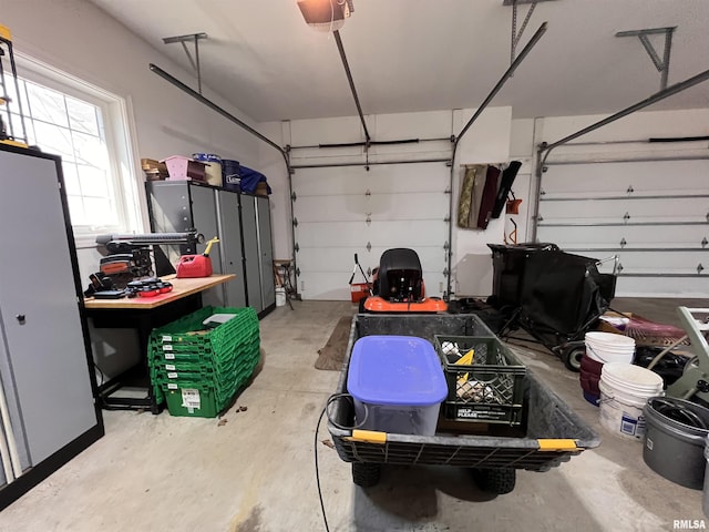 garage with a garage door opener