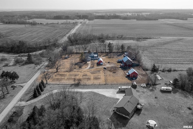 aerial view featuring a rural view