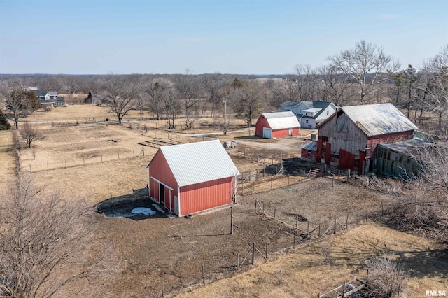 aerial view with a rural view