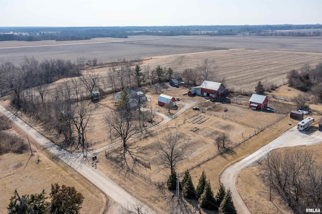 aerial view with a rural view