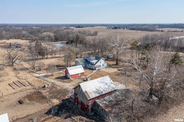 drone / aerial view with a rural view