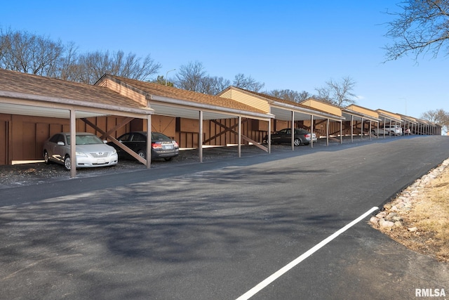 view of covered parking lot