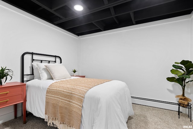 bedroom with a baseboard heating unit