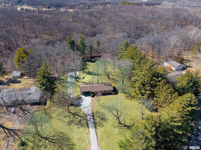 drone / aerial view with a forest view