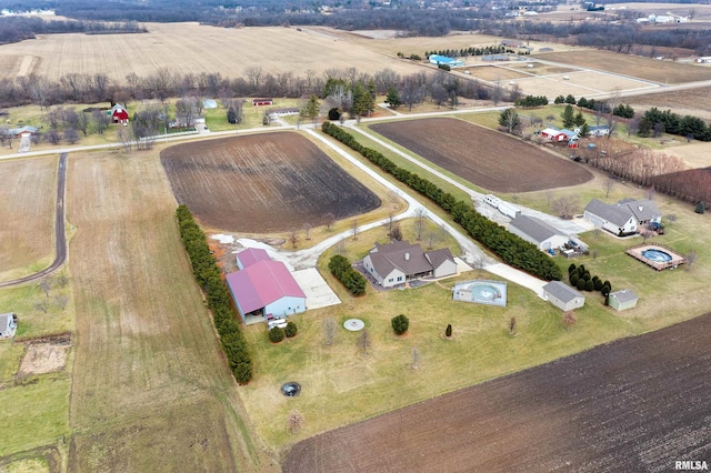 aerial view with a rural view