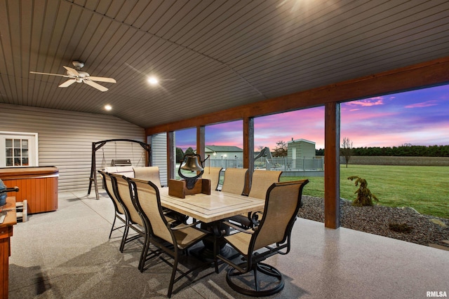 interior space featuring lofted ceiling