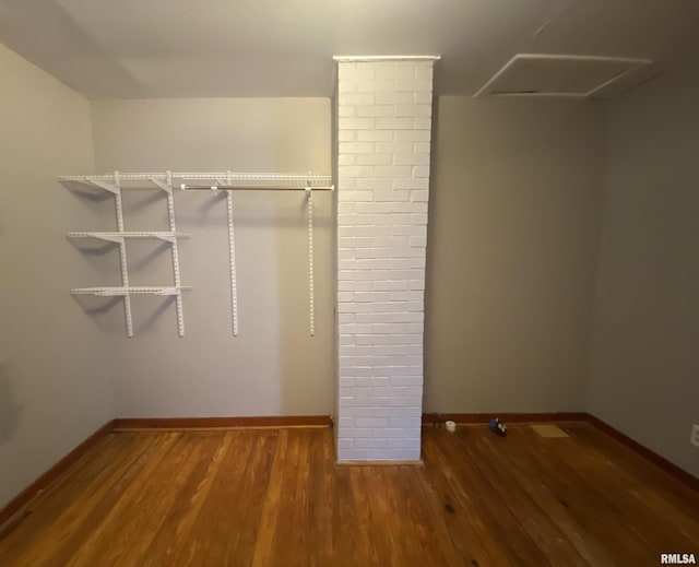 walk in closet with wood finished floors