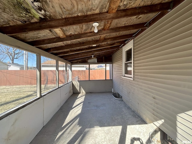 view of unfurnished sunroom