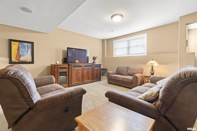 living area featuring carpet floors