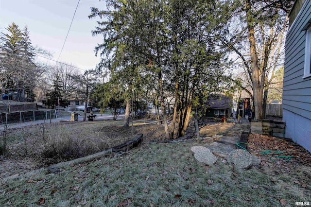 view of yard featuring fence