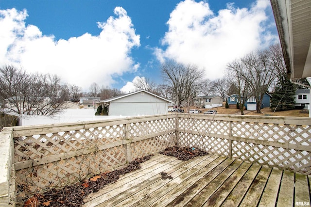 deck with a residential view