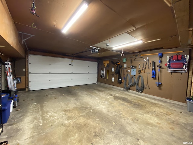 garage with a garage door opener