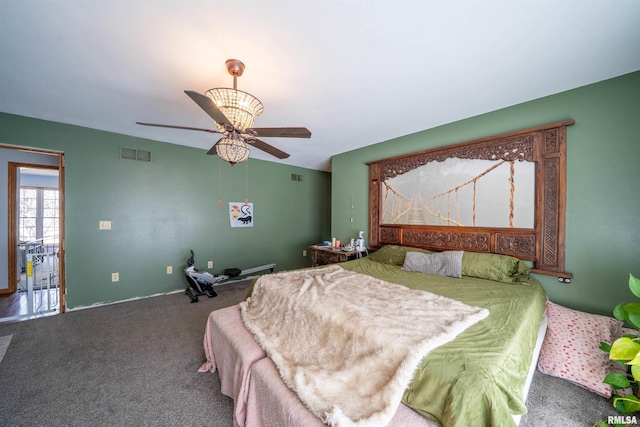 2268 E Knox St, Galesburg, IL 61401 - carpeted bedroom with visible vents and ceiling fan