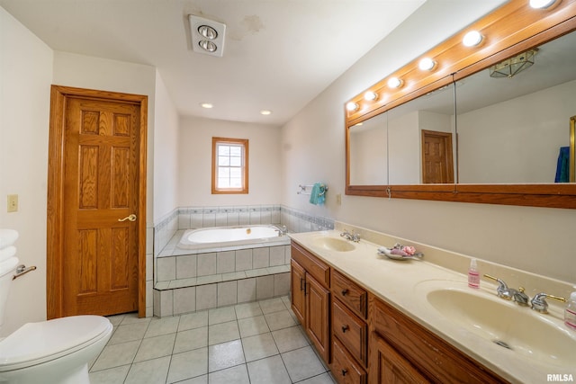 2268 E Knox St, Galesburg, IL 61401 - full bathroom with a sink, a garden tub, toilet, and tile patterned flooring