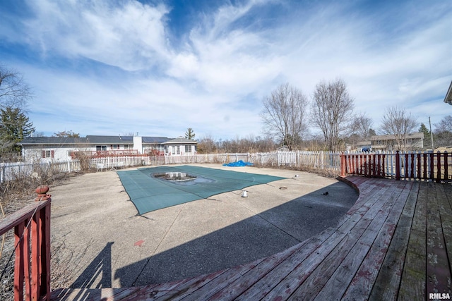 2268 E Knox St, Galesburg, IL 61401 - view of swimming pool with a patio area, a fenced backyard, a fenced in pool, and a wooden deck