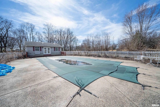 2268 E Knox St, Galesburg, IL 61401 - view of swimming pool featuring french doors, a fenced in pool, and a fenced backyard