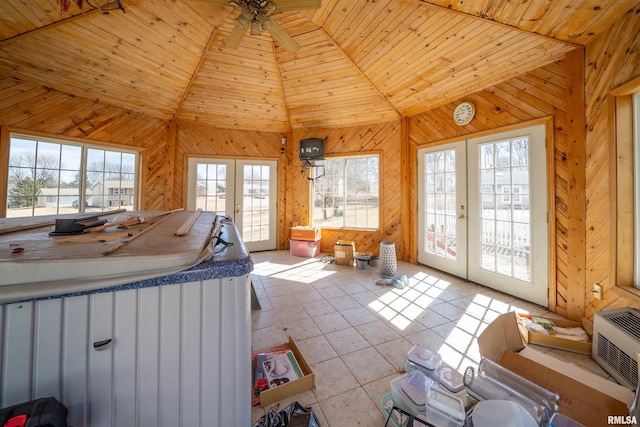 2268 E Knox St, Galesburg, IL 61401 - interior space featuring lofted ceiling, wood ceiling, a jacuzzi, and french doors