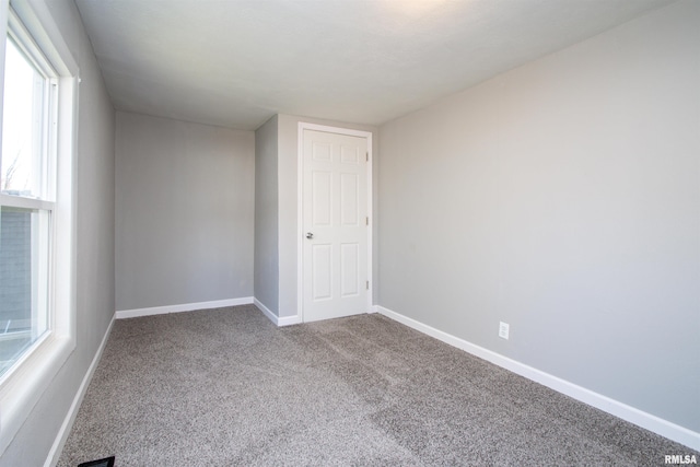 carpeted empty room with baseboards and a wealth of natural light