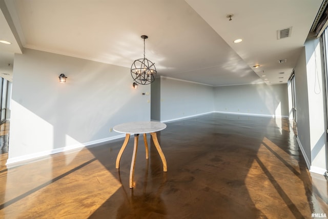 dining room with visible vents, concrete flooring, and baseboards