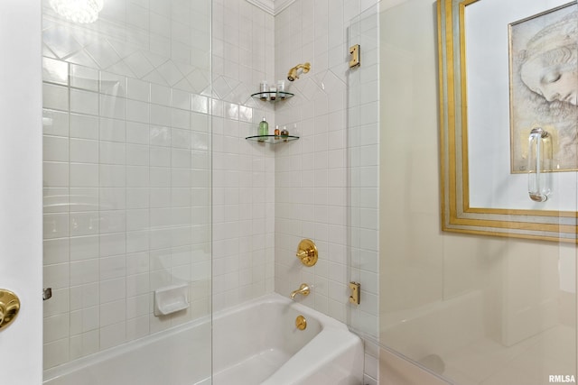 bathroom featuring washtub / shower combination