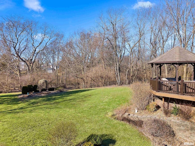 view of yard with a gazebo