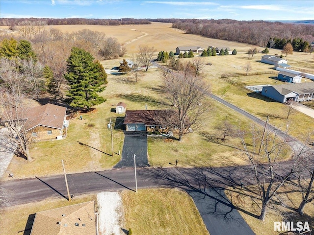 bird's eye view with a rural view