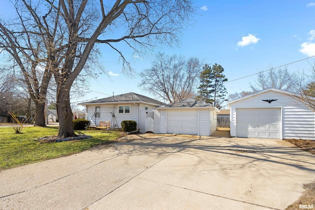 detached garage with driveway