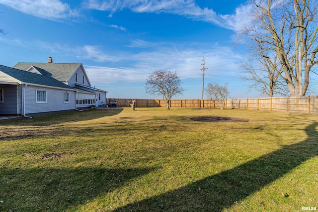 view of yard featuring a fenced backyard