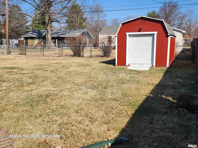 view of shed with a fenced backyard