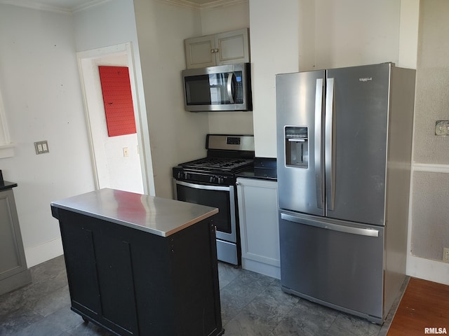 kitchen with a center island and stainless steel appliances