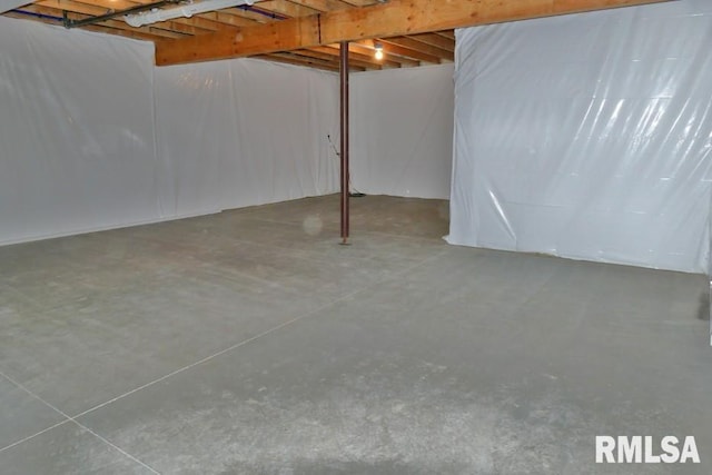 view of unfinished basement