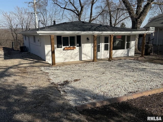 exterior space featuring central AC unit and covered porch