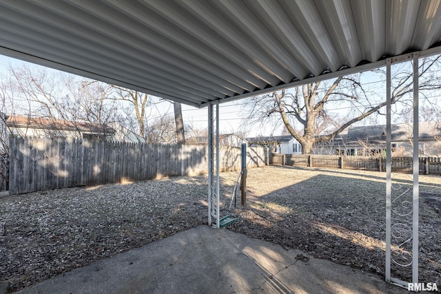 view of yard with a patio area and a fenced backyard