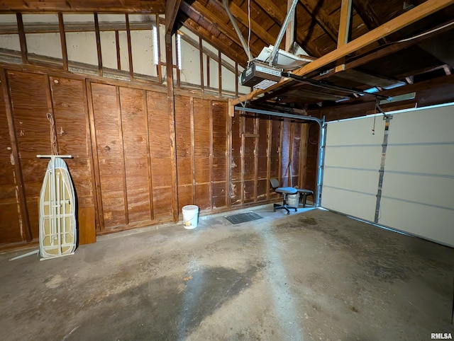 garage with a garage door opener