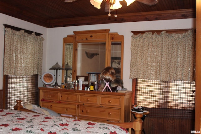 bedroom featuring wooden ceiling