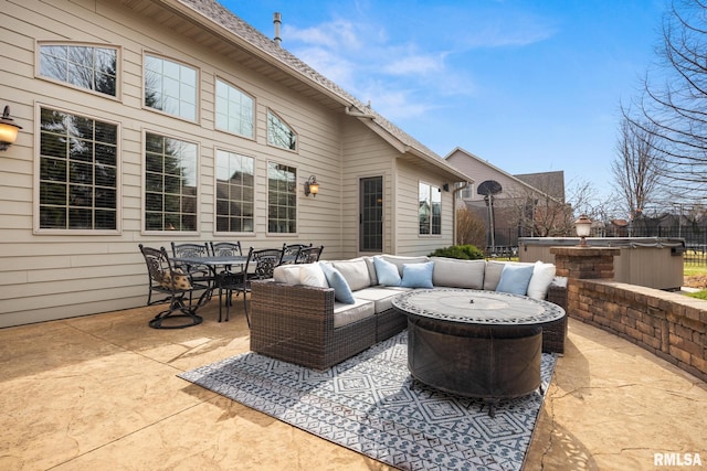 view of patio with an outdoor hangout area and outdoor dining area